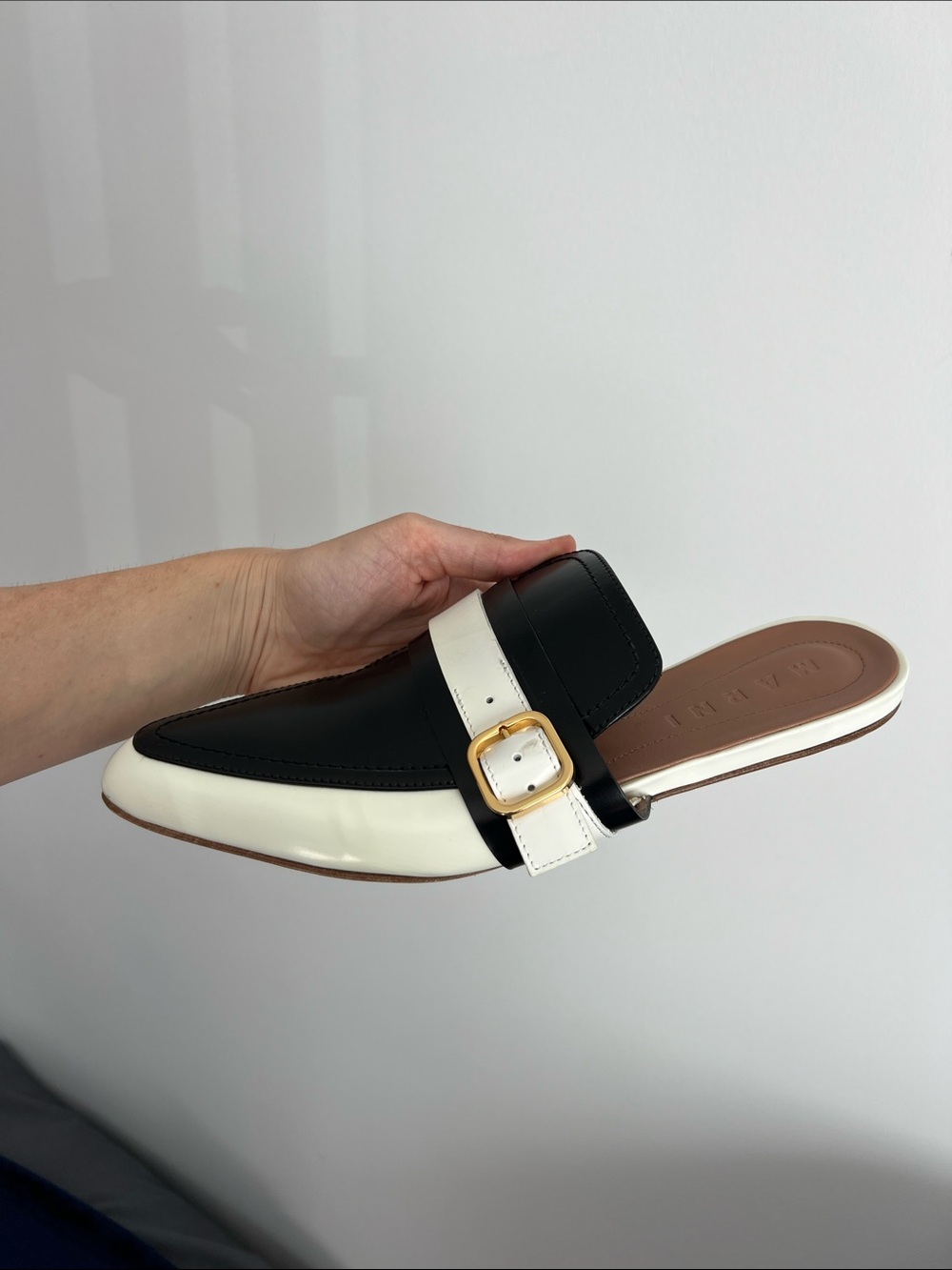 Marni leather backless pointed toe slip on sabot slides flats mules slippers 38 - Picture 8 of 10